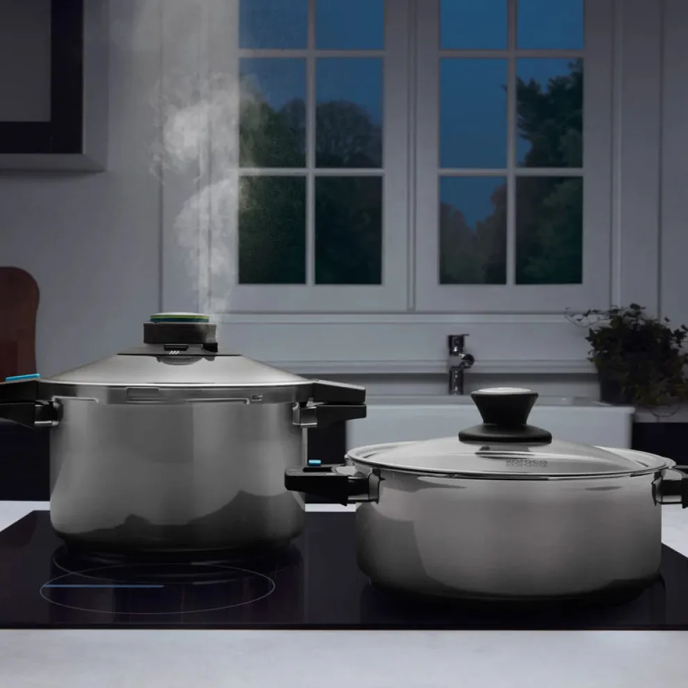 Karaca Quick and Safe 2-Piece Stainless Steel Induction Pressure Cooker Set, 6L+8L