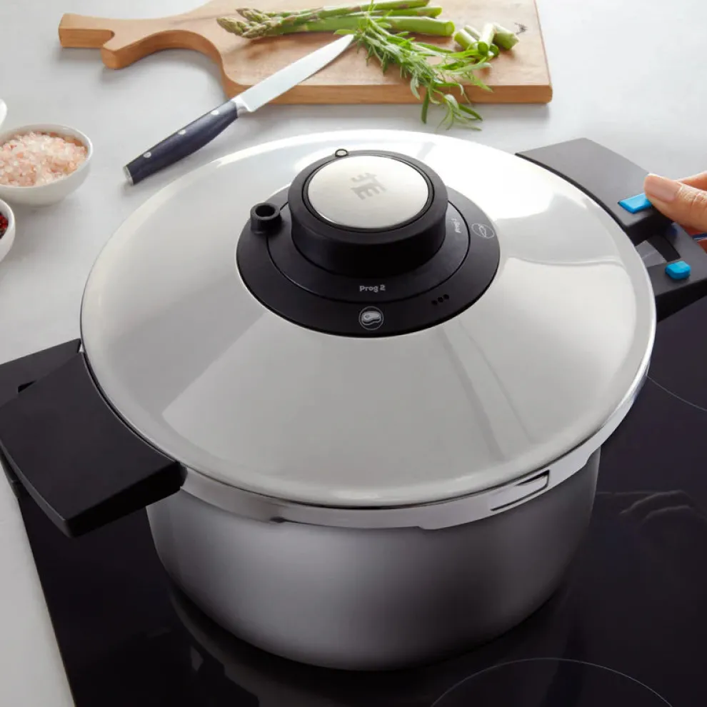 Karaca Quick and Safe 2-Piece Stainless Steel Induction Pressure Cooker Set, 6L+8L