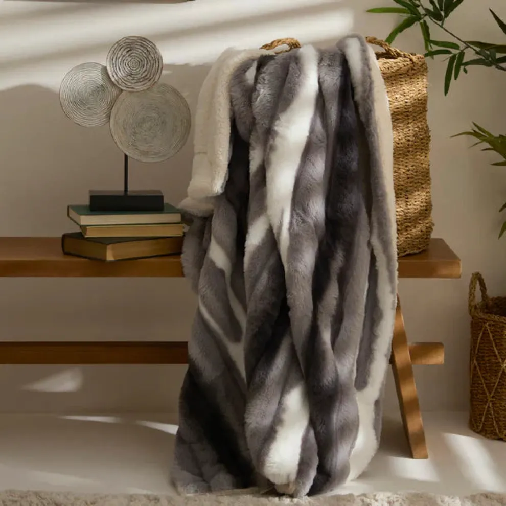 Karaca Rabbit Powder Sherpa Blanket, 130x150cm, Single, Grey