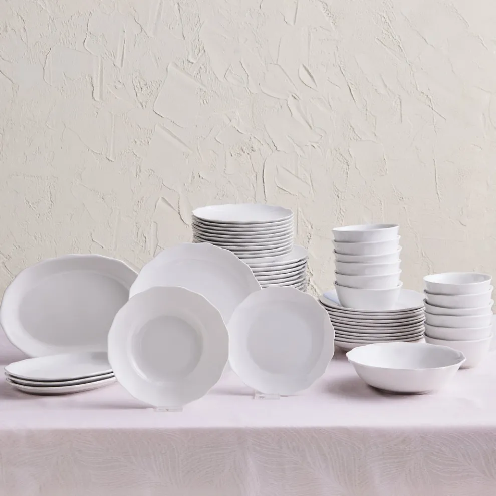 Karaca Rafaela 53-Piece Porcelain Dinner Set for 12 People, White