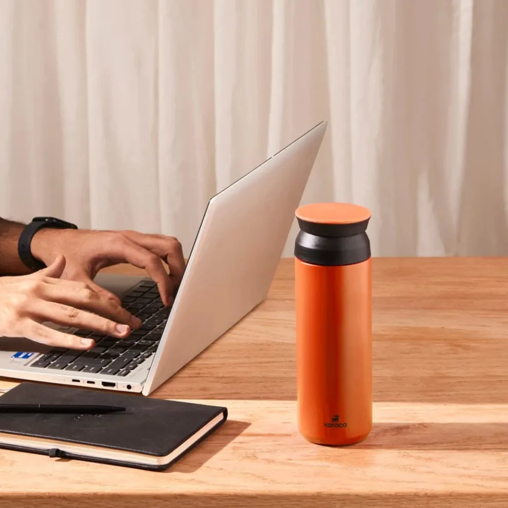 Karaca Rainbow Leak-Proof Stainless Steel Flask, 500ml, Orange