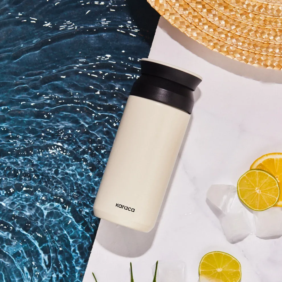 Karaca Rainbow Leak-Proof Stainless Steel Flask, 350ml, Cream