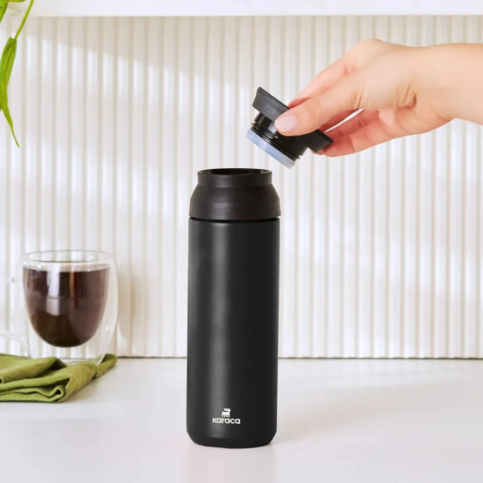 Karaca Rainbow Leak-Proof Stainless Steel Flask, 500ml, Black