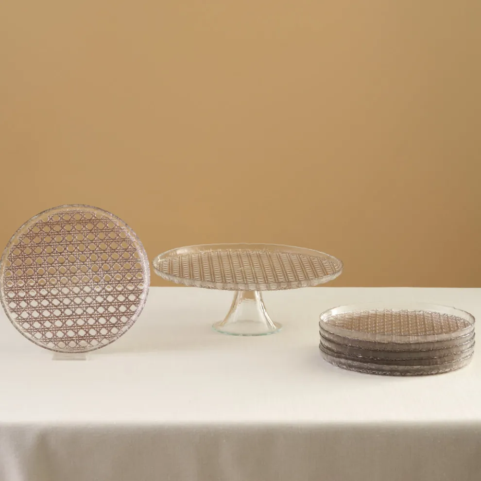 Karaca Rattan 7-Piece Serveware Set for 6 People, Gray