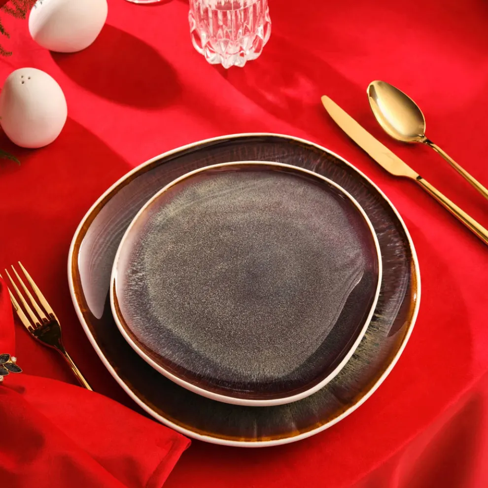 Karaca Red Carpet Collection Earth Collection New Galactic Reactive Glaze 59-Piece Dinner Set for 12 People, White