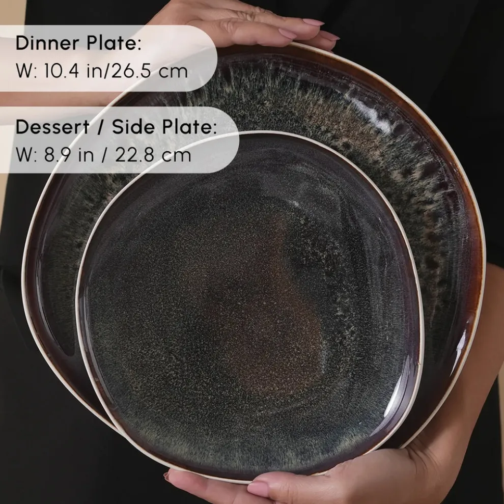 Karaca Red Carpet Collection Earth Collection New Galactic Reactive Glaze 59-Piece Dinner Set for 12 People, White