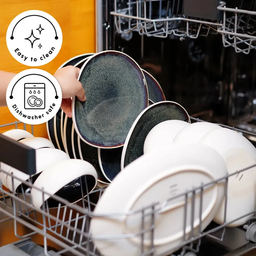 Karaca Red Carpet Collection Earth Collection New Galactic Reactive Glaze 59-Piece Dinner Set for 12 People, White