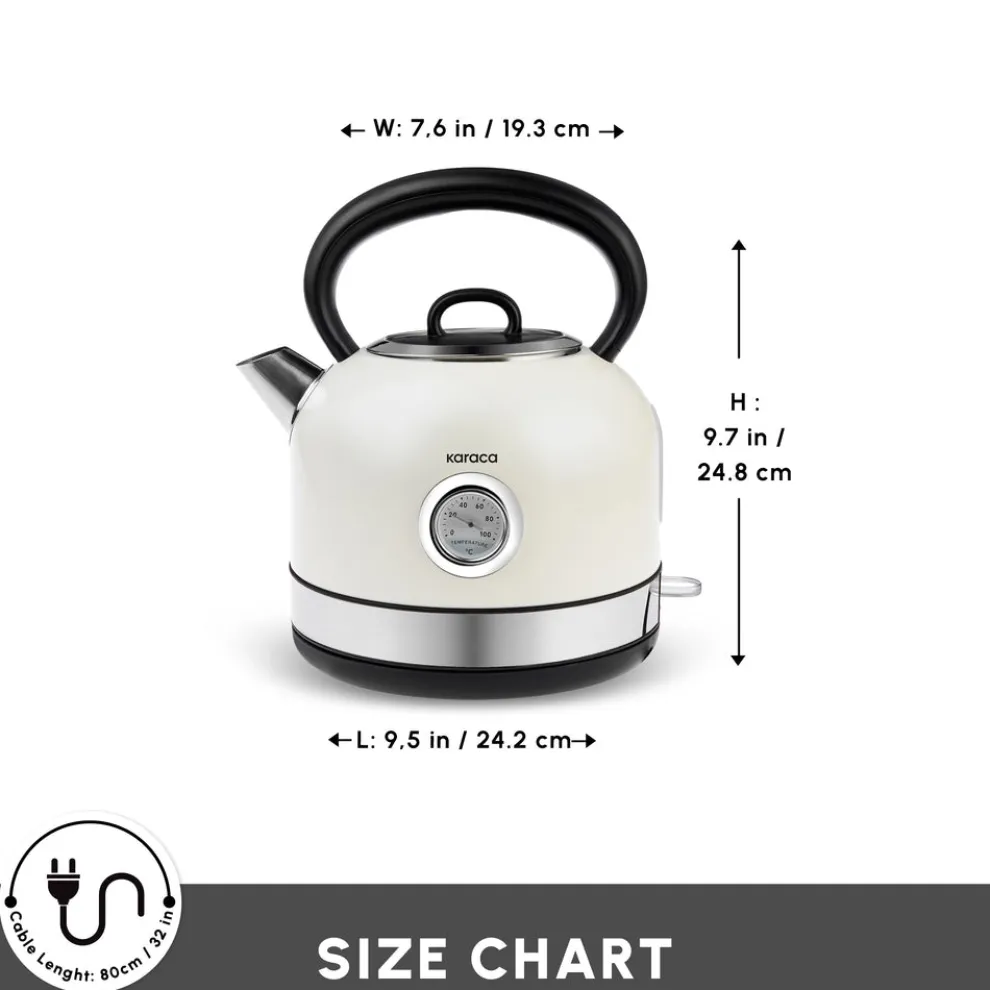 Karaca Retro 2202 Kettle, 2200W, 1,7L, Cream