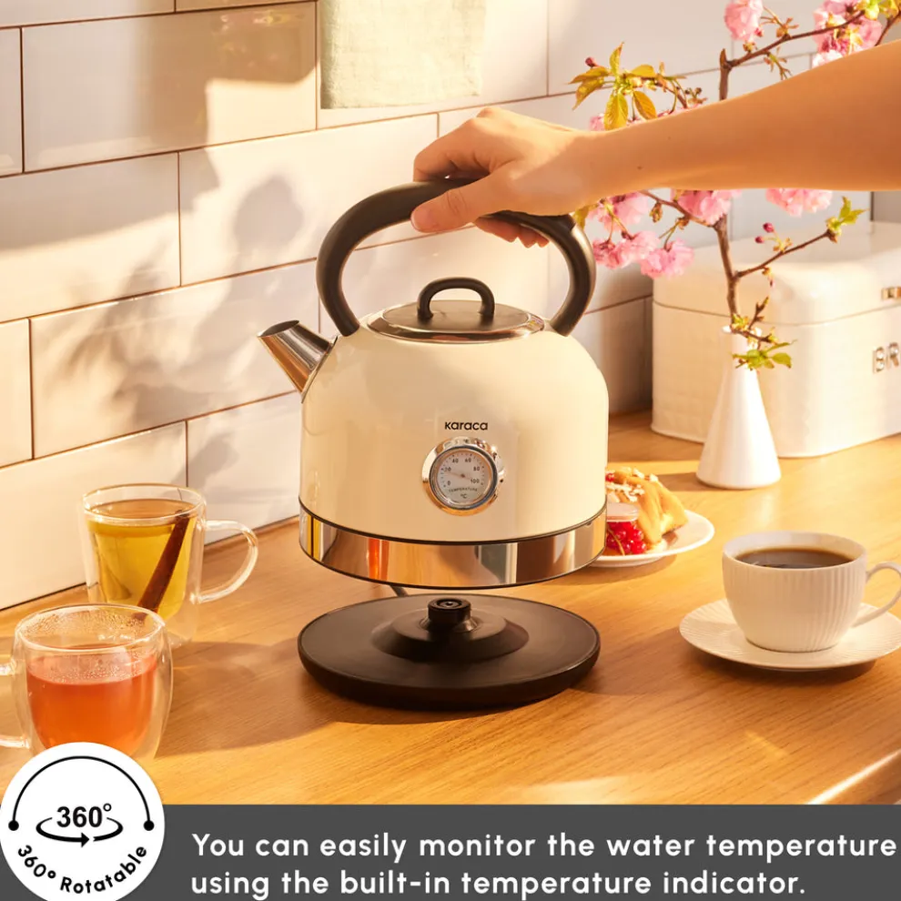 Karaca Retro 2202 Kettle, 2200W, 1,7L, Cream