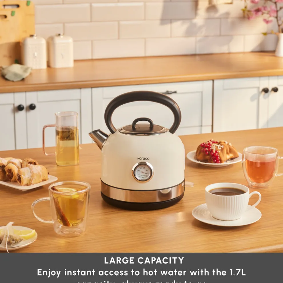 Karaca Retro 2202 Kettle, 2200W, 1,7L, Cream