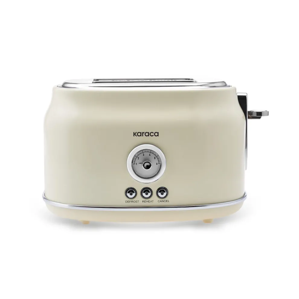 Karaca Retro 2-Slice Toaster, 815W, Cream