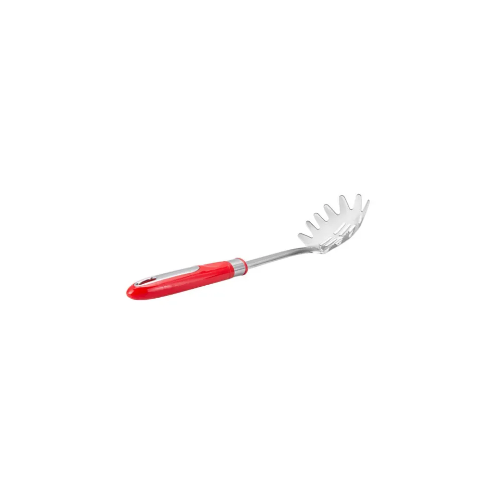 Karaca Retro Stainless Steel Pasta Spoon, Red Silver