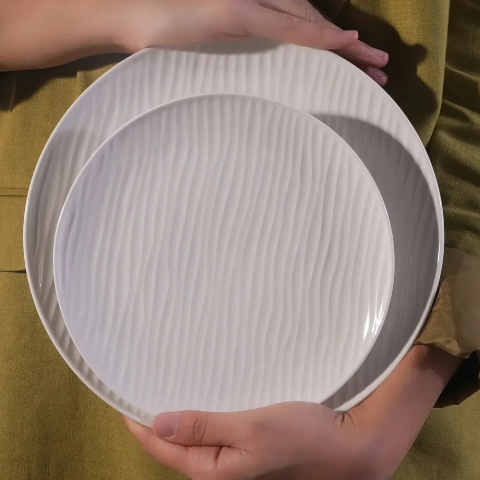 Karaca Ripple 12-Piece Porcelain Dinner Set for 4 People, White