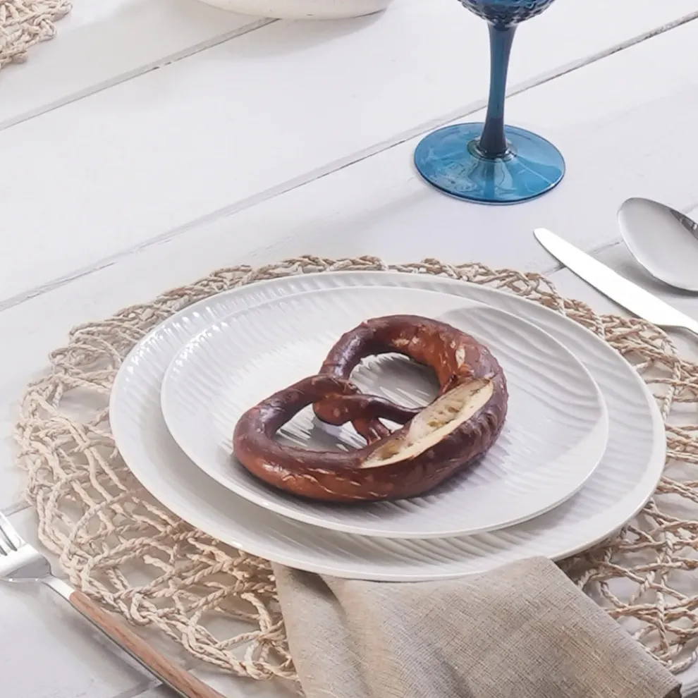 Karaca Ripple 12-Piece Porcelain Dinner Set for 4 People, White