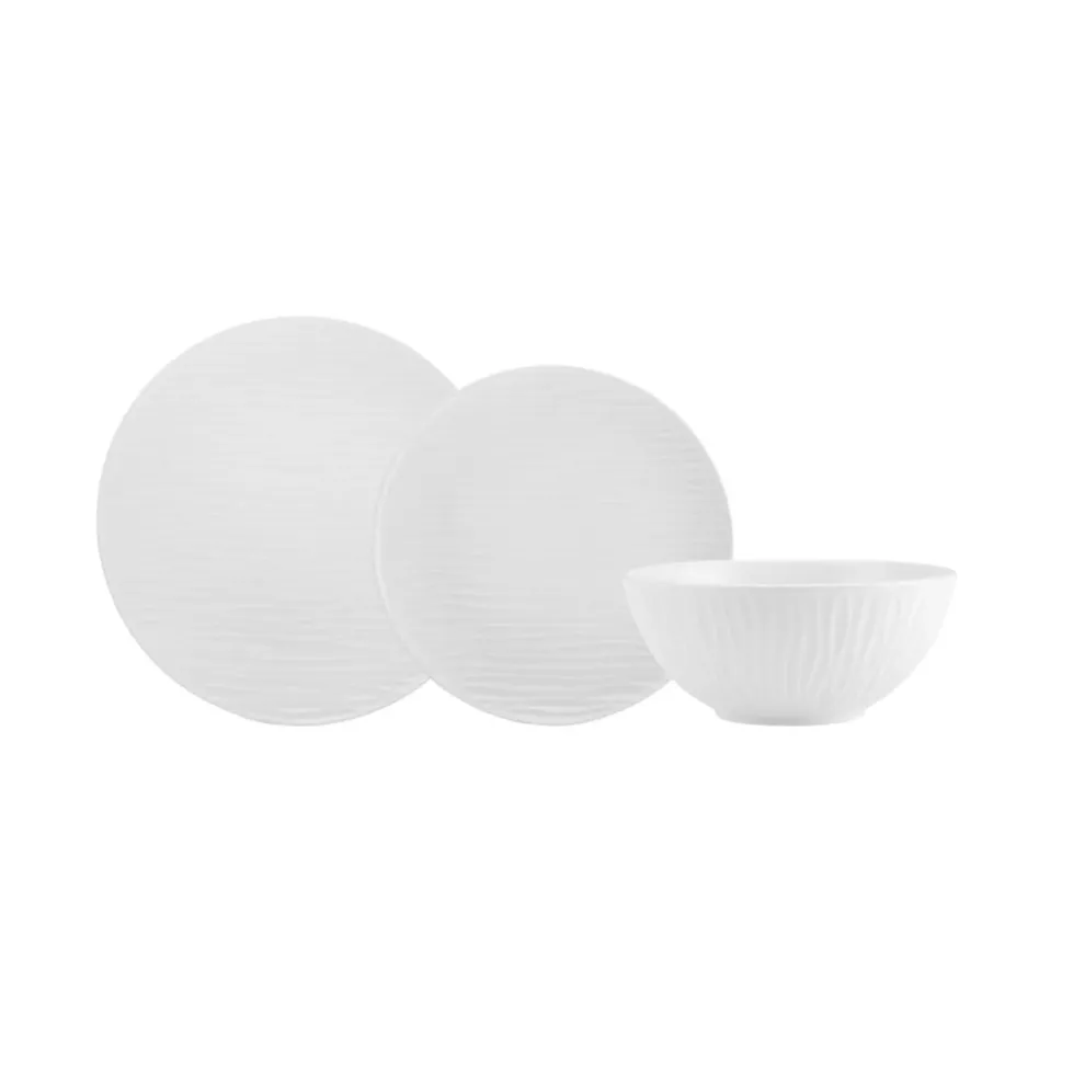 Karaca Ripple 12-Piece Porcelain Dinner Set for 4 People, White