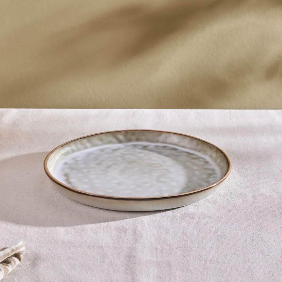 Karaca Rixton Ceramic Side Plate, 22cm, Beige