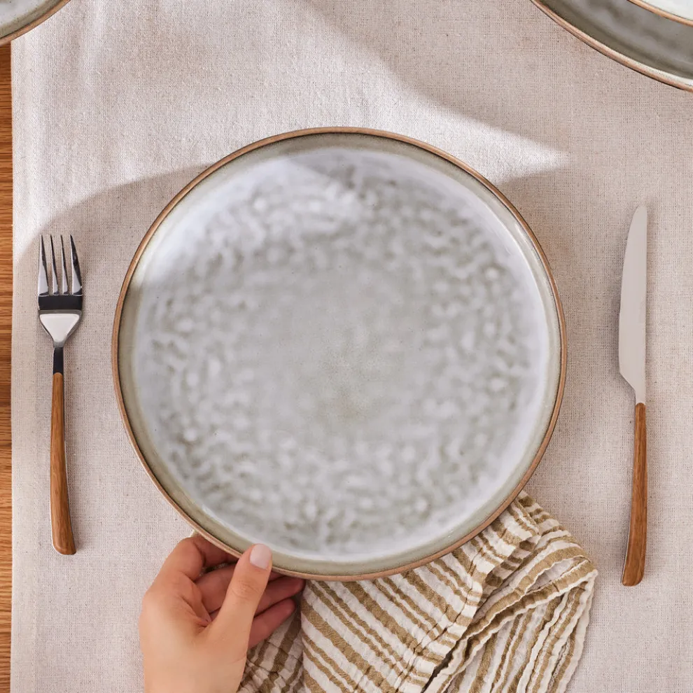 Karaca Rixton Ceramic Dinner Plate, 27cm, Beige