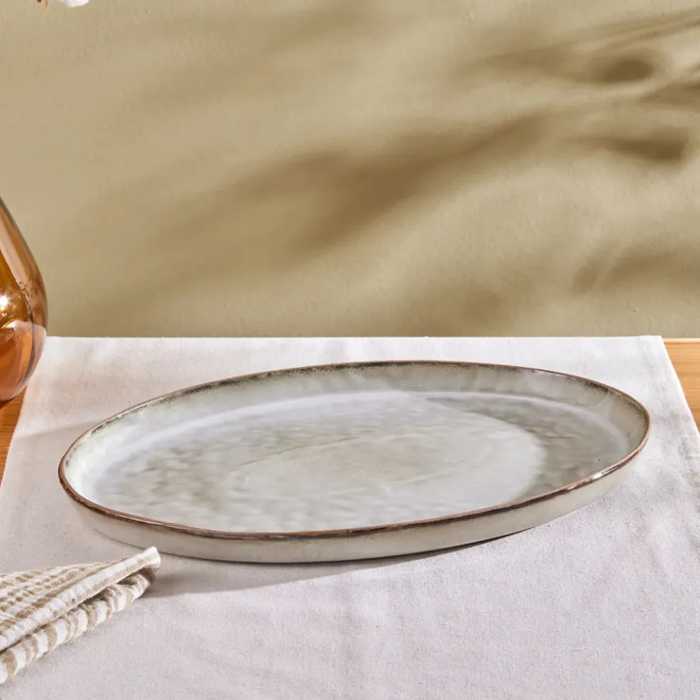 Karaca Rixton Ceramic Serving Platter, 42,6cm, Beige