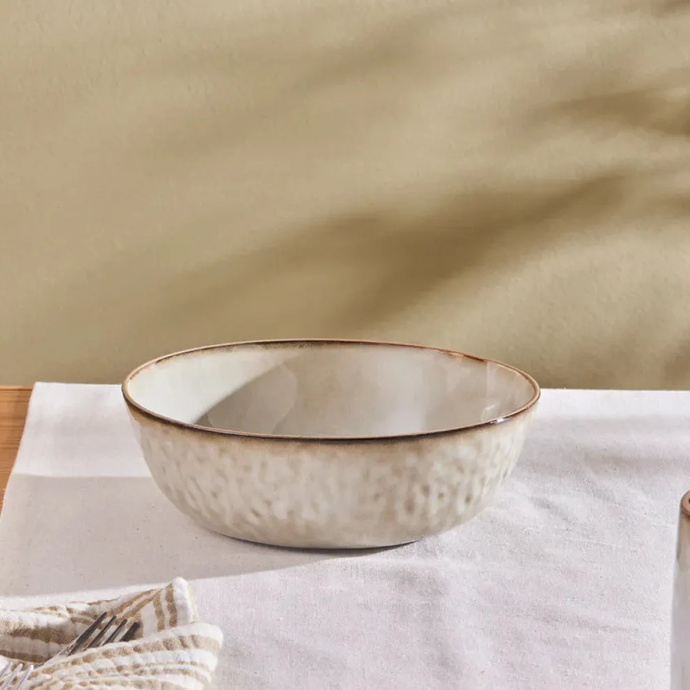 Karaca Rixton Ceramic Bowl, 16cm, Beige