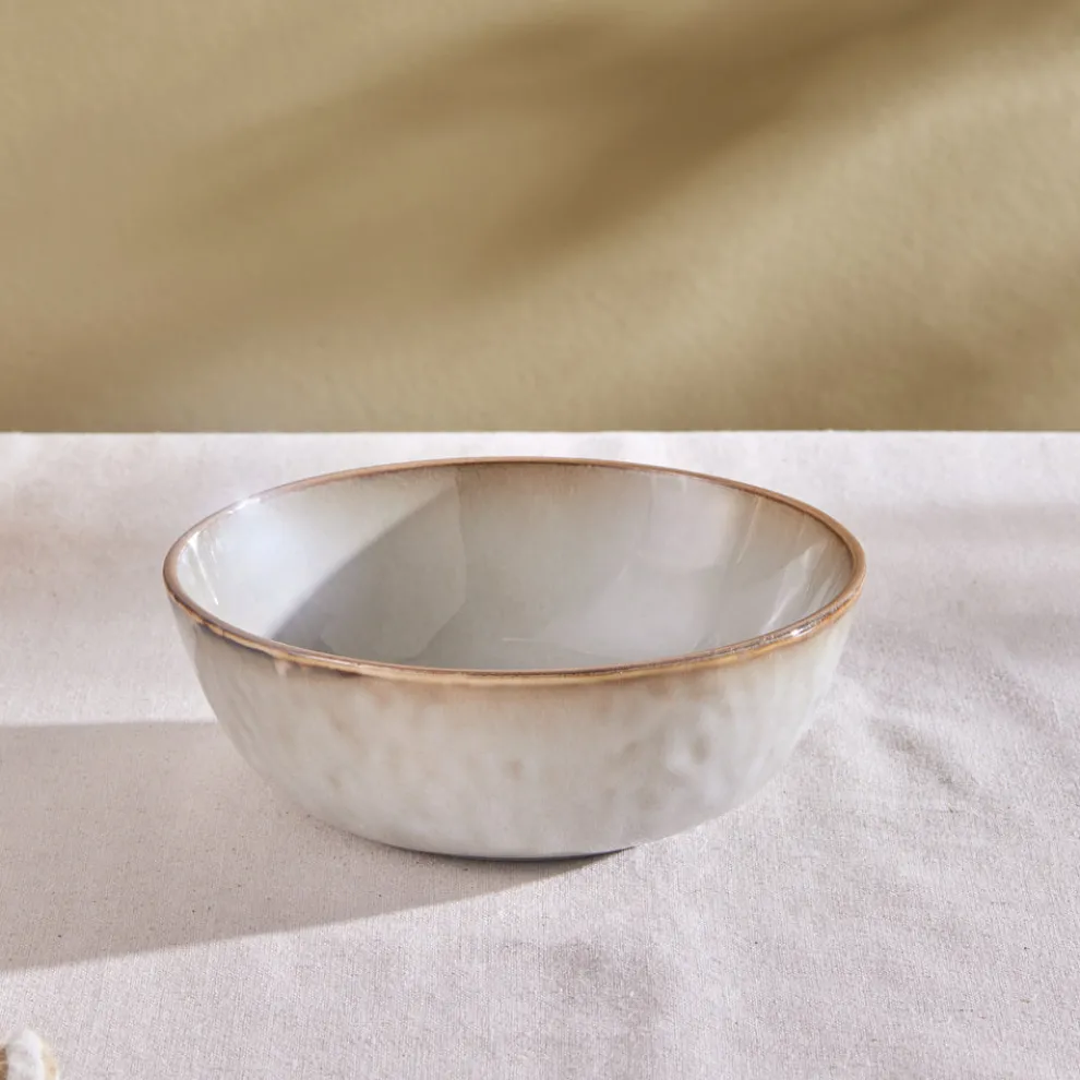 Karaca Rixton Ceramic Salad Bowl, 22cm, Beige