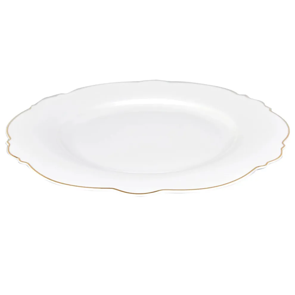Karaca Romantic Porcelain Dinner Plate, 27cm, White Gold