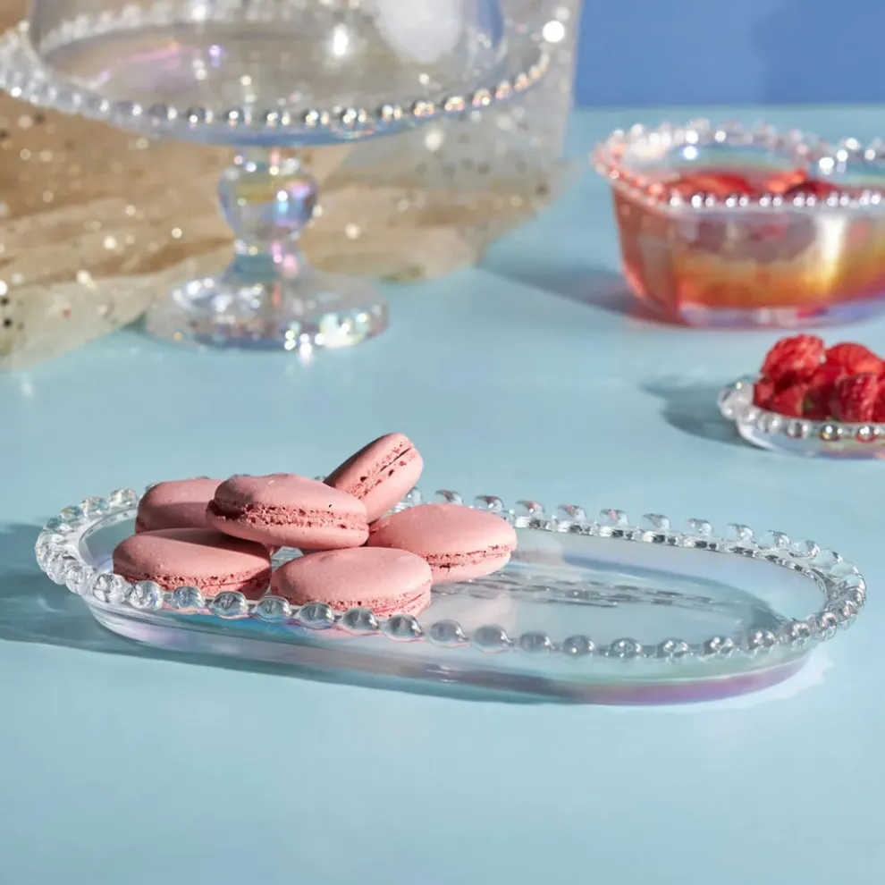 Karaca Rory Glass Serving Platter, 25cm, Transparent