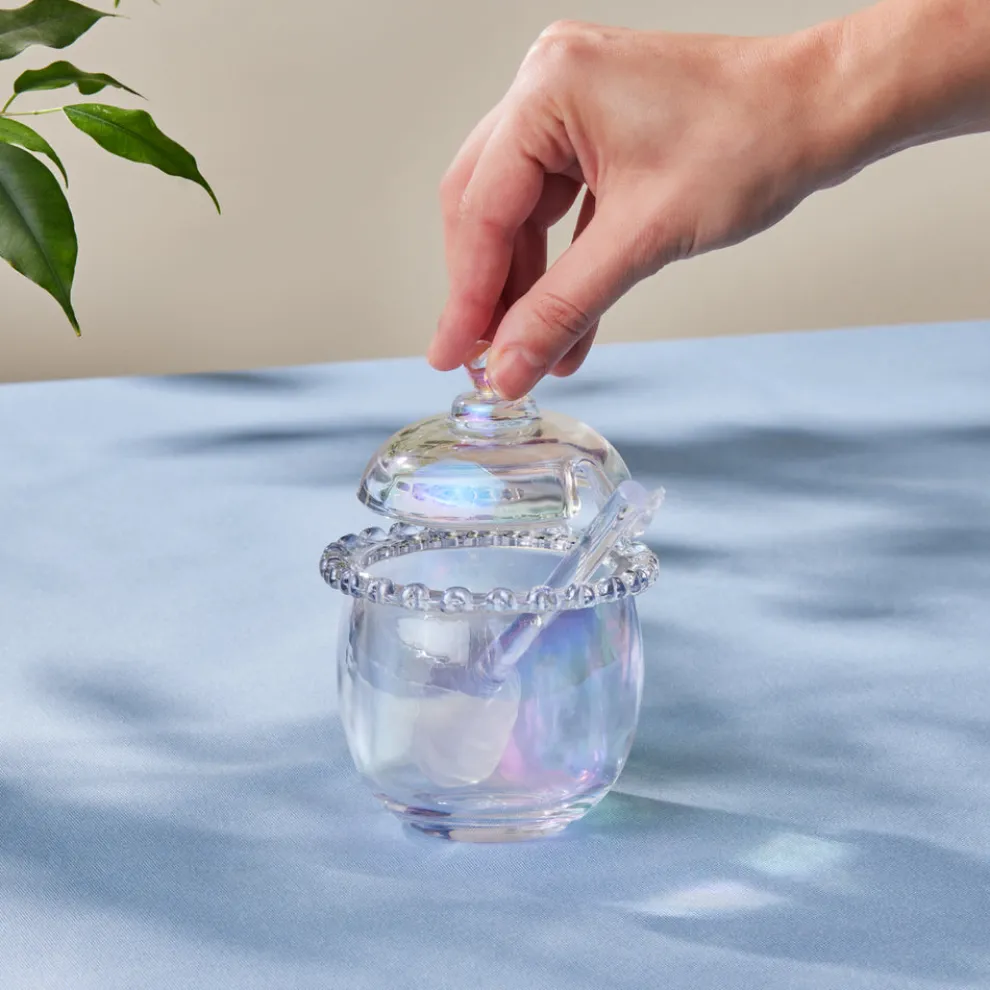 Karaca Rory Glass Honey Pot, 9cm, Transparent