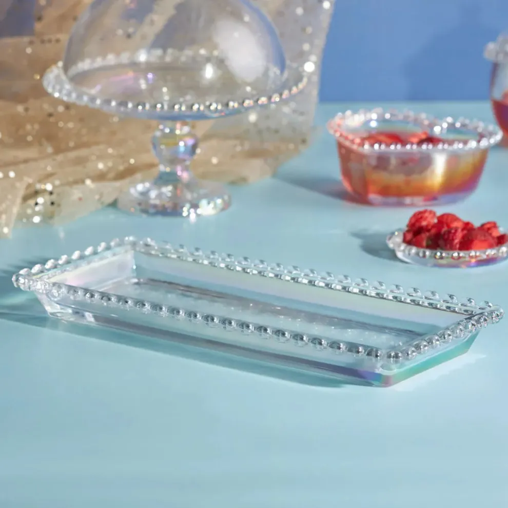 Karaca Rory Glass Serving Platter, 30cm, Transparent