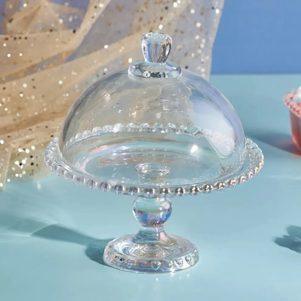 Karaca Rory Glass Cake Dome with Stand, 19cm, Transparent