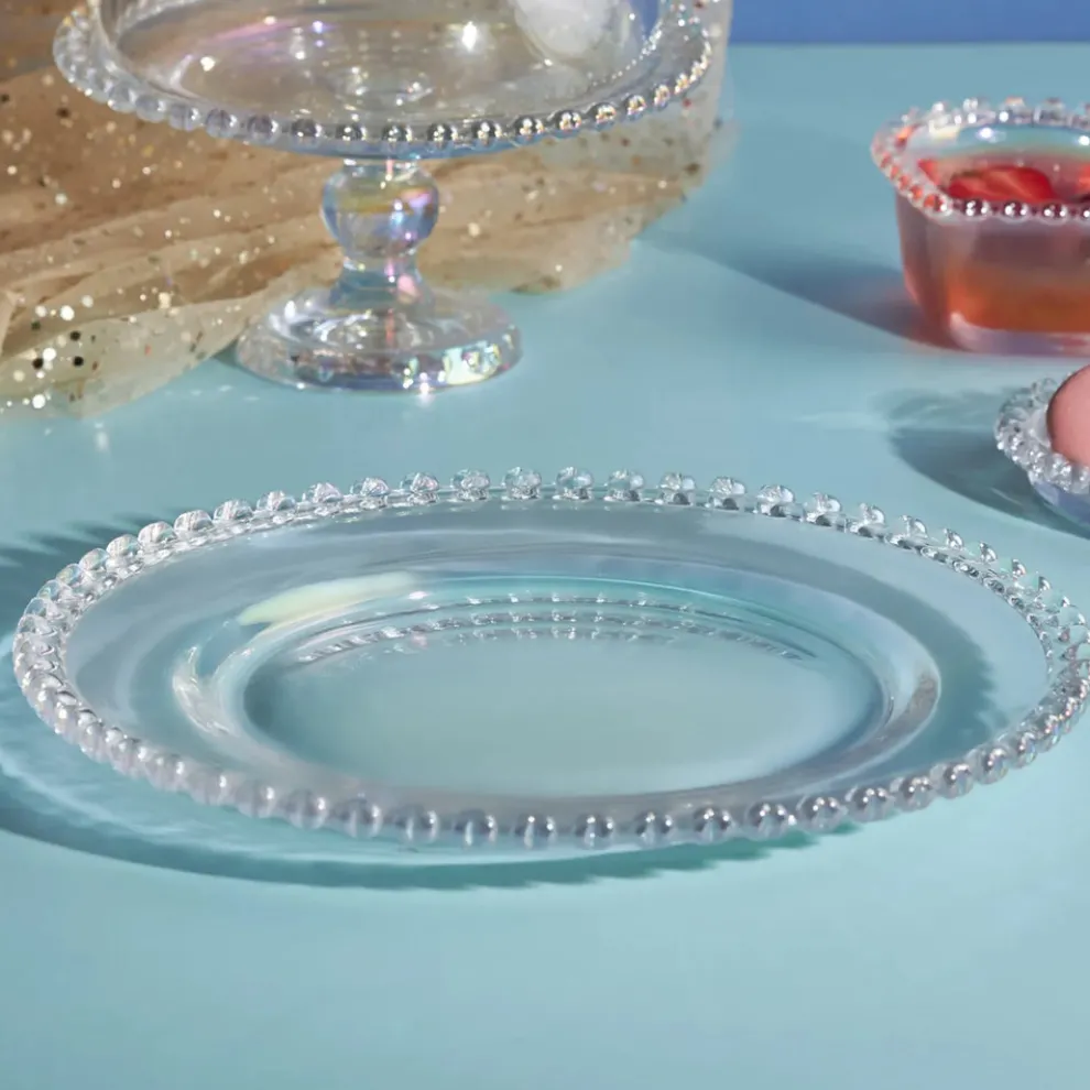 Karaca Rory Heart Glass Dinner Plate, 27cm, Transparent