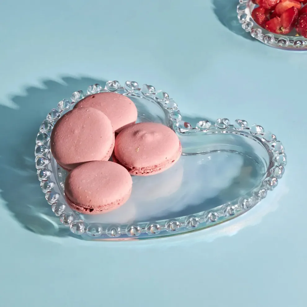 Karaca Rory Heart Glass Side Plate, 18cm, Transparent
