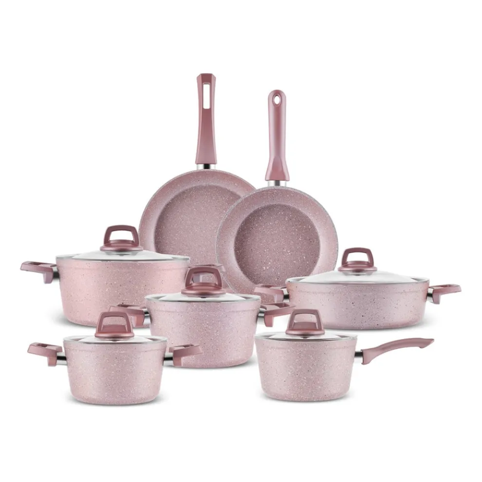 Karaca Rosegold Biogranite 12-Piece Induction Cookware Set, Rose Gold
