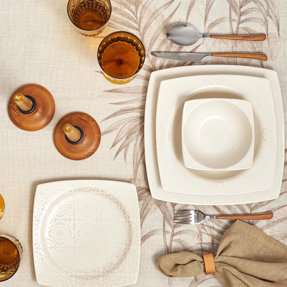 Karaca Royal Lace 24-Piece Porcelain Dinner Set for 6 People, White