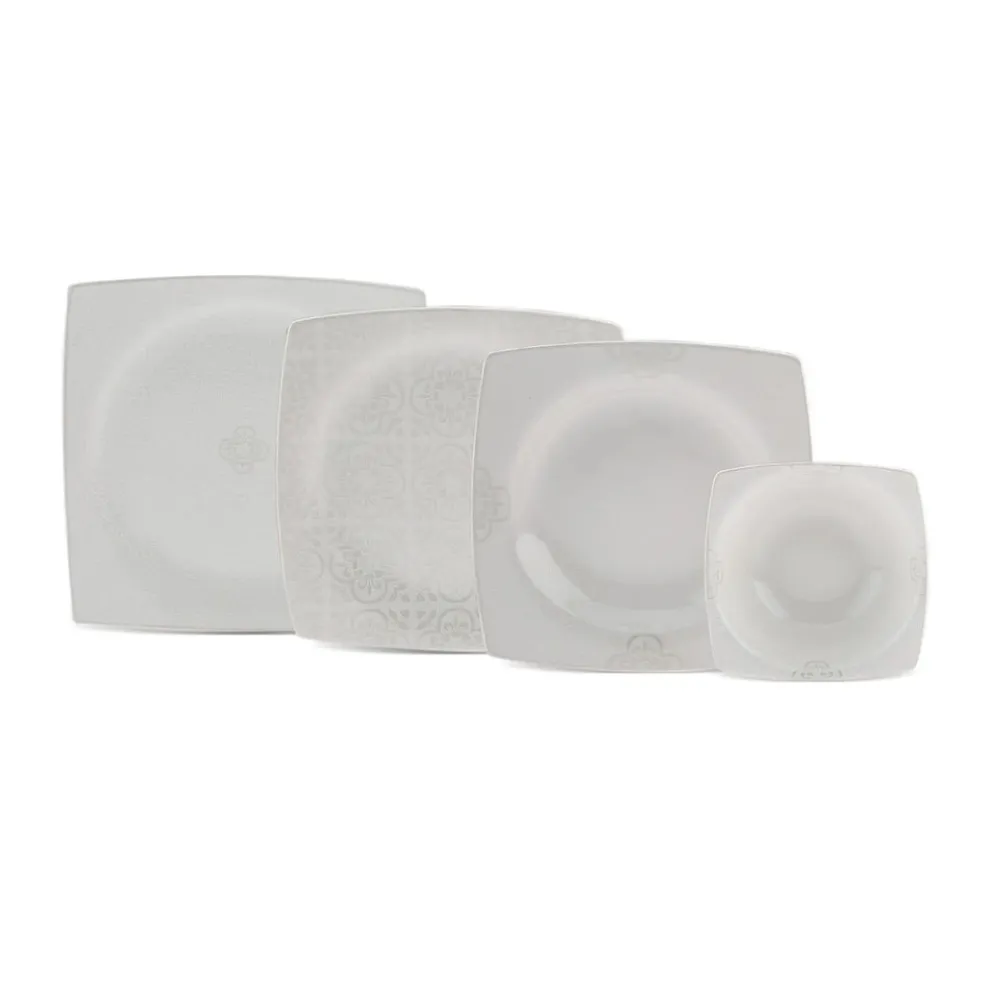 Karaca Royal Lace 24-Piece Porcelain Dinner Set for 6 People, White