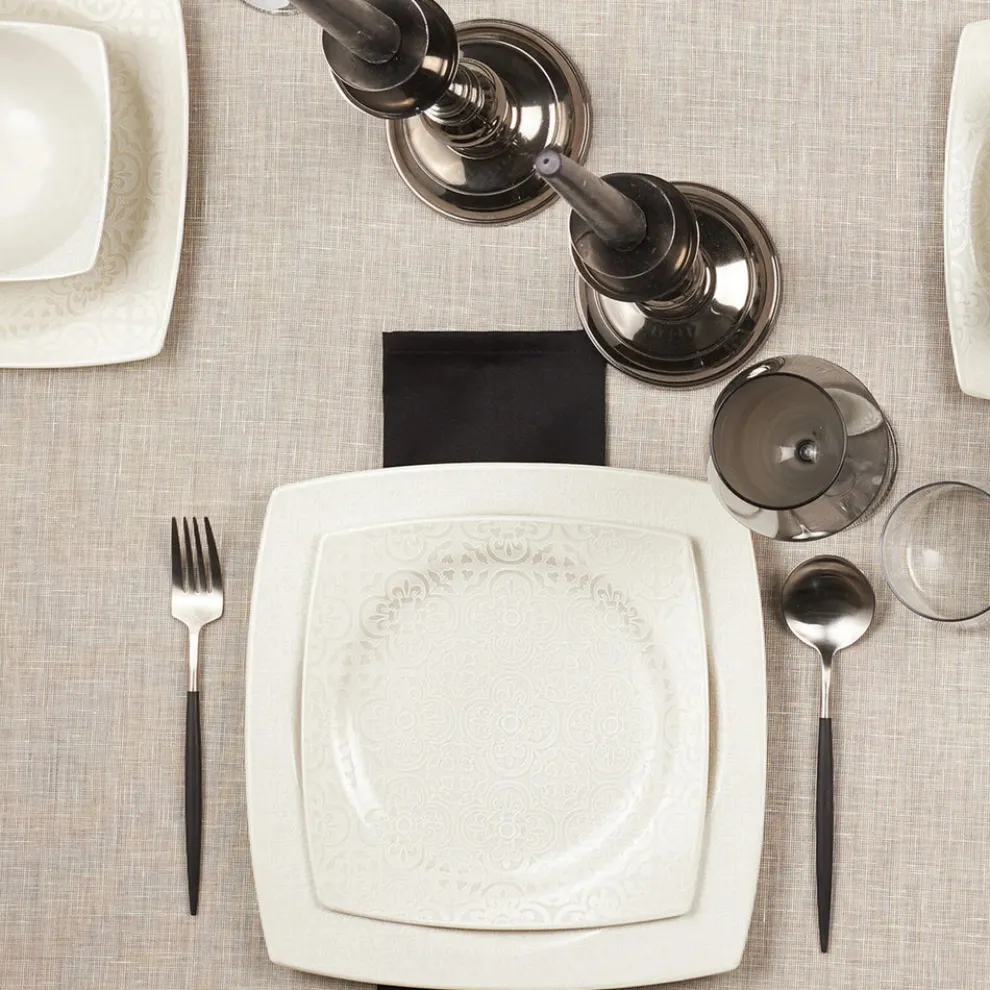 Karaca Royal Lace 24-Piece Porcelain Dinner Set for 6 People, White