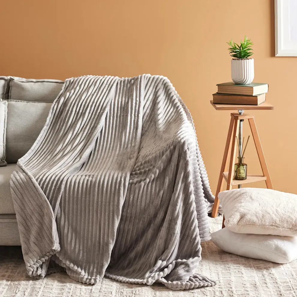 Karaca Ruby Stripe Wellsoft Blanket, Single, Grey