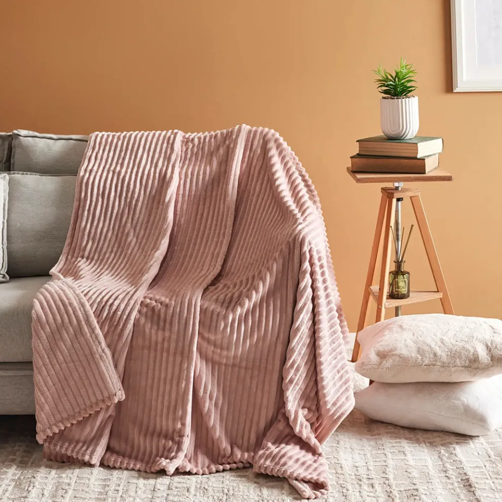 Karaca Ruby Stripe Wellsoft Blanket, Double, Pink