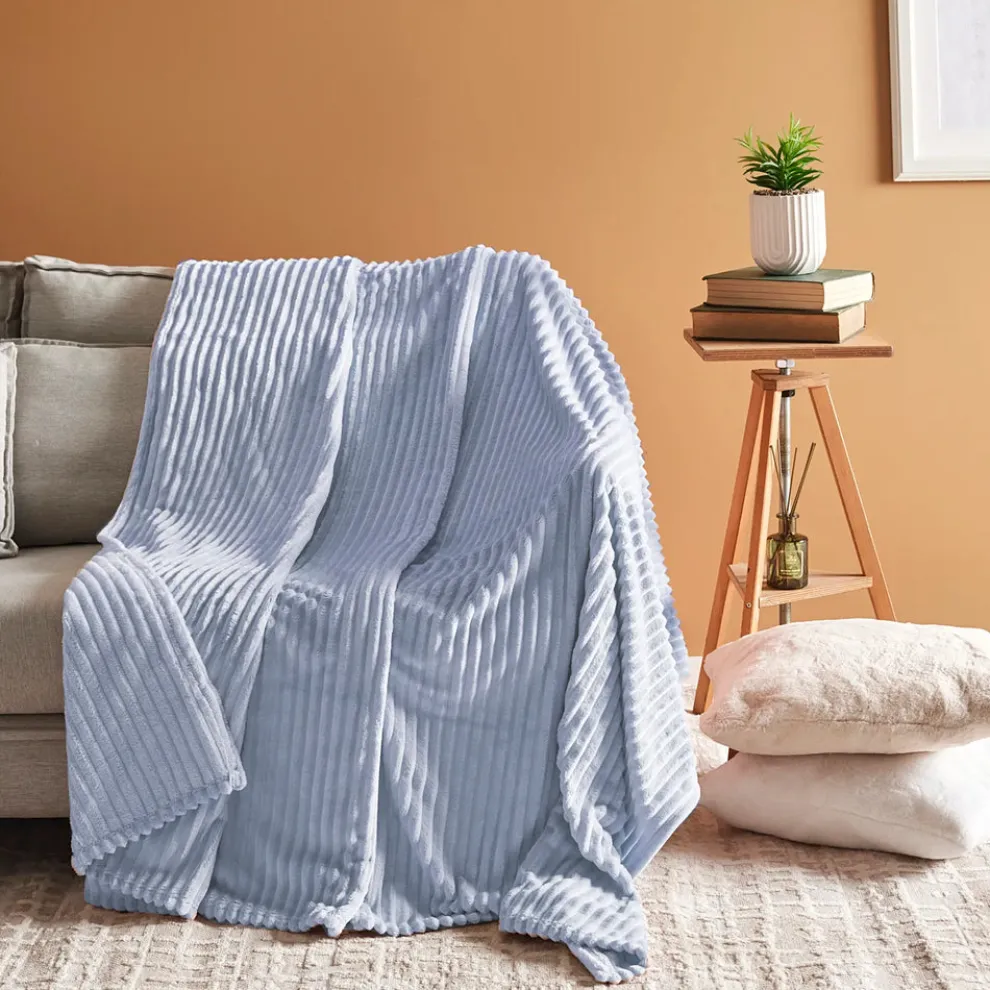Karaca Ruby Stripe Wellsoft Blanket, Double, Blue