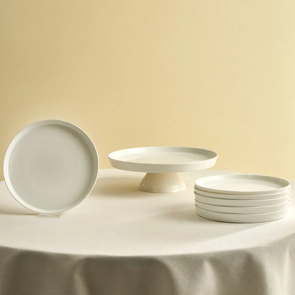 Karaca Salvare 7-Piece Bone China Serveware Set for 6 People, White