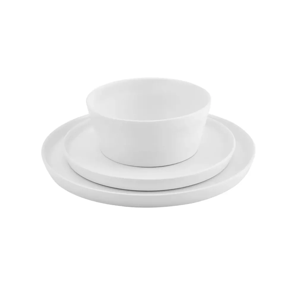 Karaca Salvare 18-Piece Bone China Dinner Set for 6 People, White