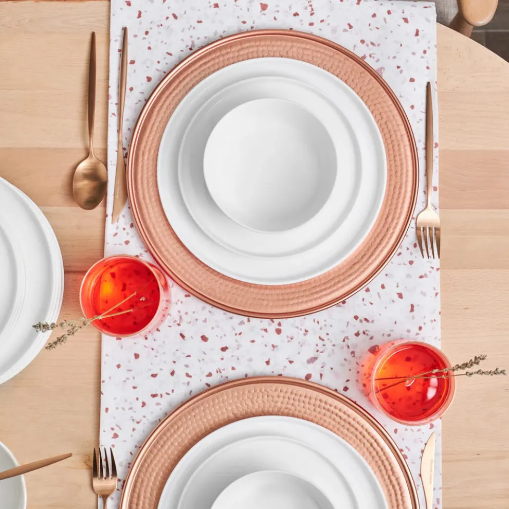 Karaca Salvare 18-Piece Bone China Dinner Set for 6 People, White