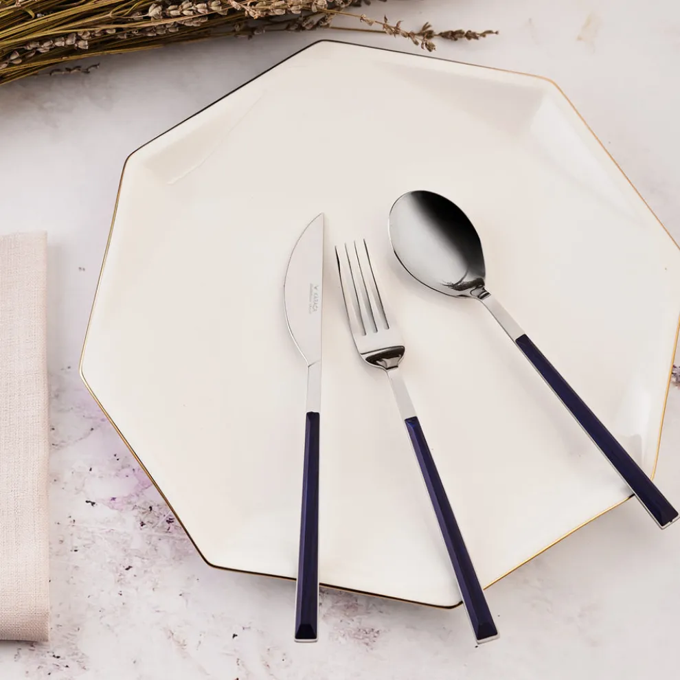 Karaca Salzburg Stainless Steel Table Fork, 21cm, Indigo Silver
