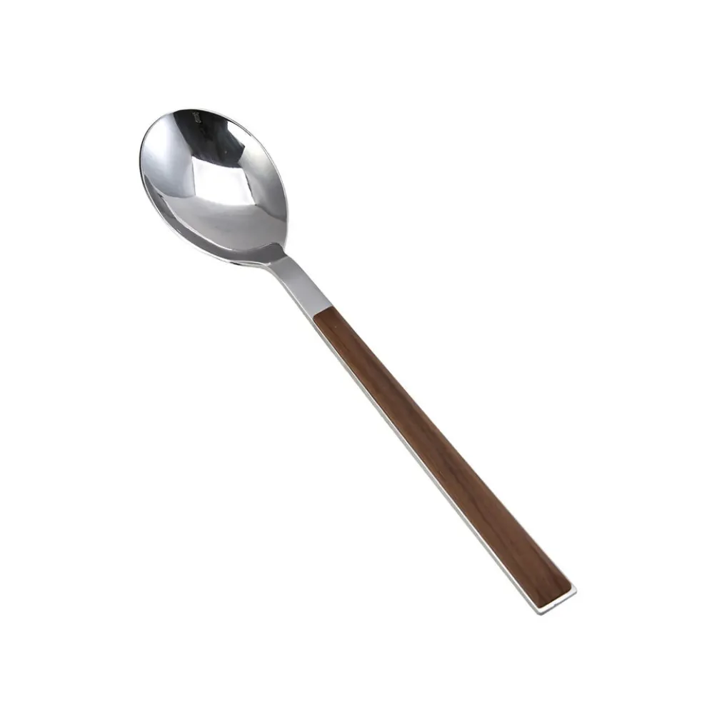 Karaca Salzburg Stainless Steel Dessert Spoon, 15.8cm, Wood Silver