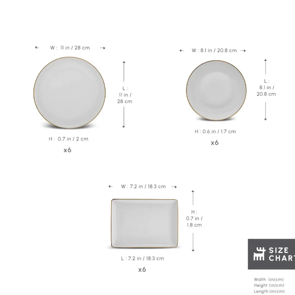 Karaca Santo 18-Piece Bone China Dinner Set for 6 People, White Gold
