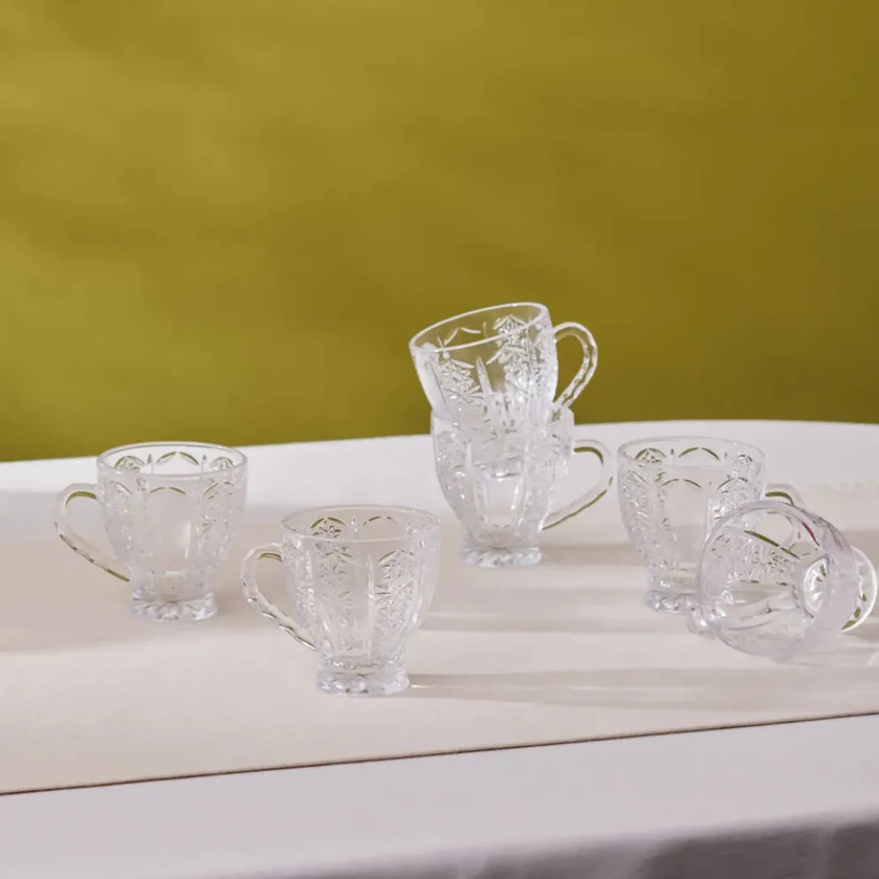 Karaca Seda 6-Piece Glass Tea Cup Set, 180ml, Transparent