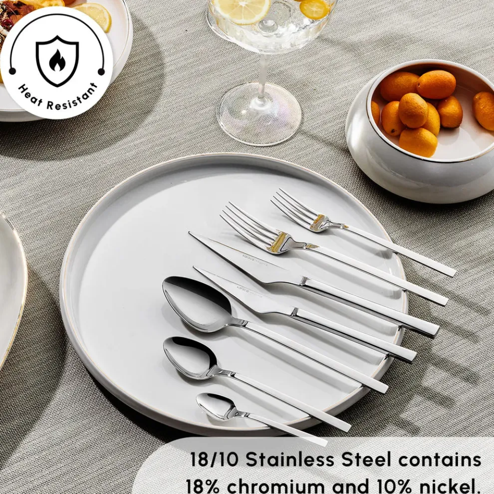 Karaca Sedir 84-Piece Stainless Steel Cutlery Set for 12 People, Silver