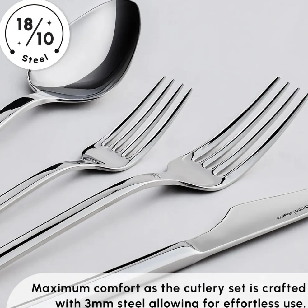 Karaca Sedir 84-Piece Stainless Steel Cutlery Set for 12 People, Silver
