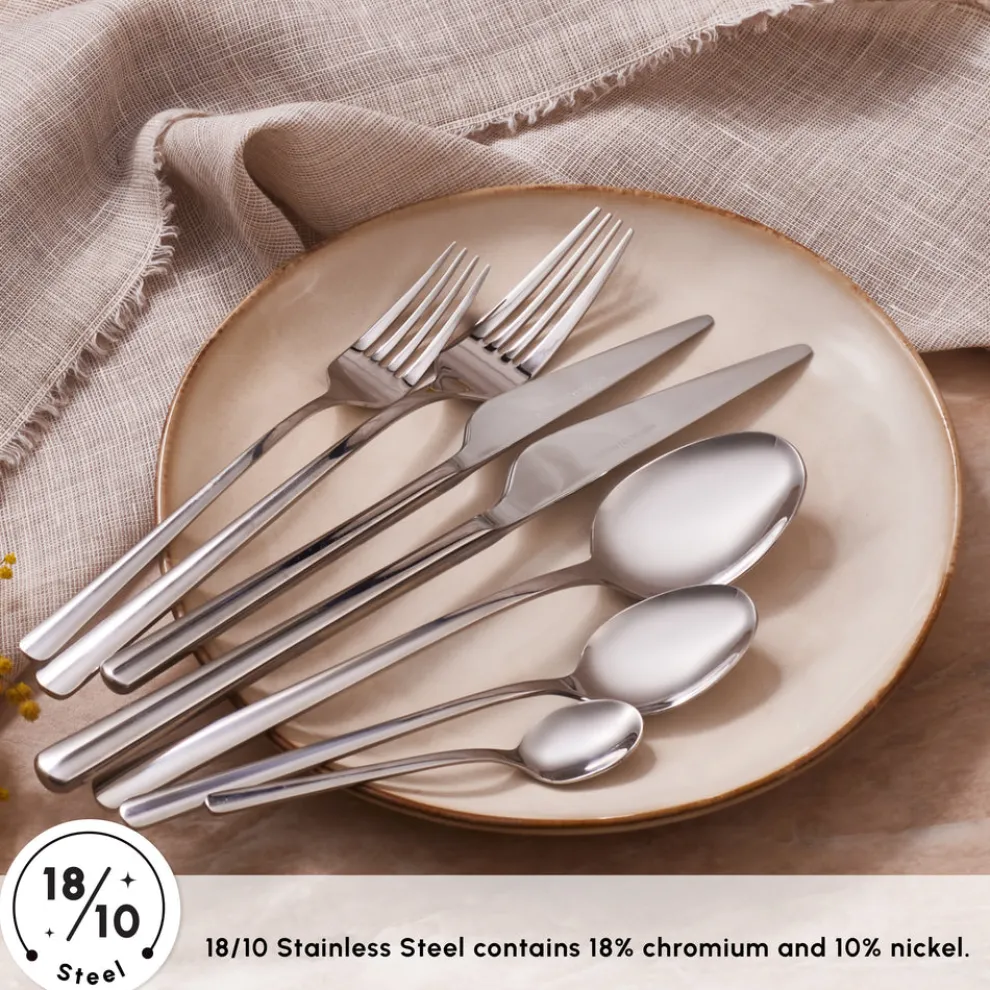 Karaca Serena 84-Piece Stainless Steel Cutlery Set for 12 People, Silver