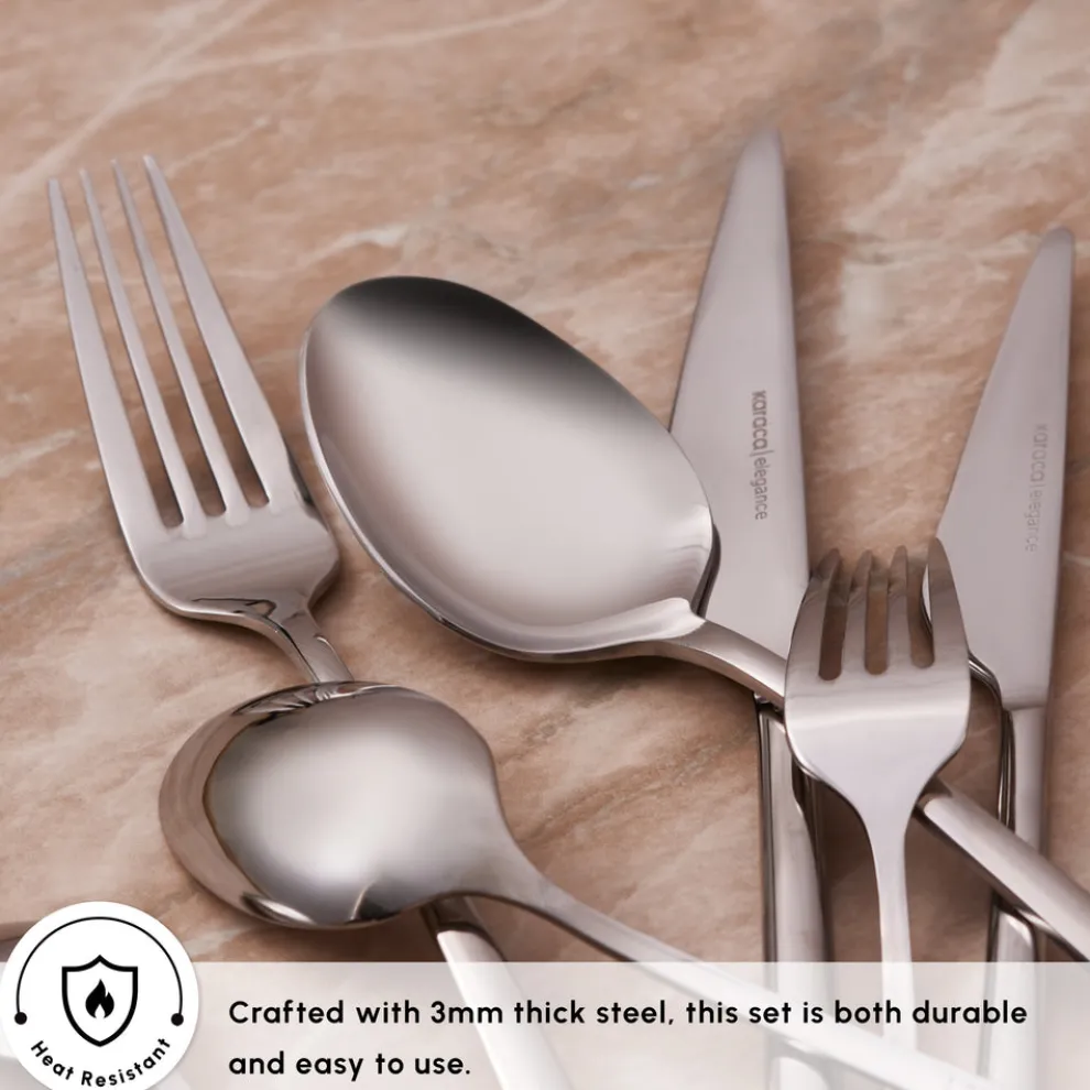 Karaca Serena 84-Piece Stainless Steel Cutlery Set for 12 People, Silver