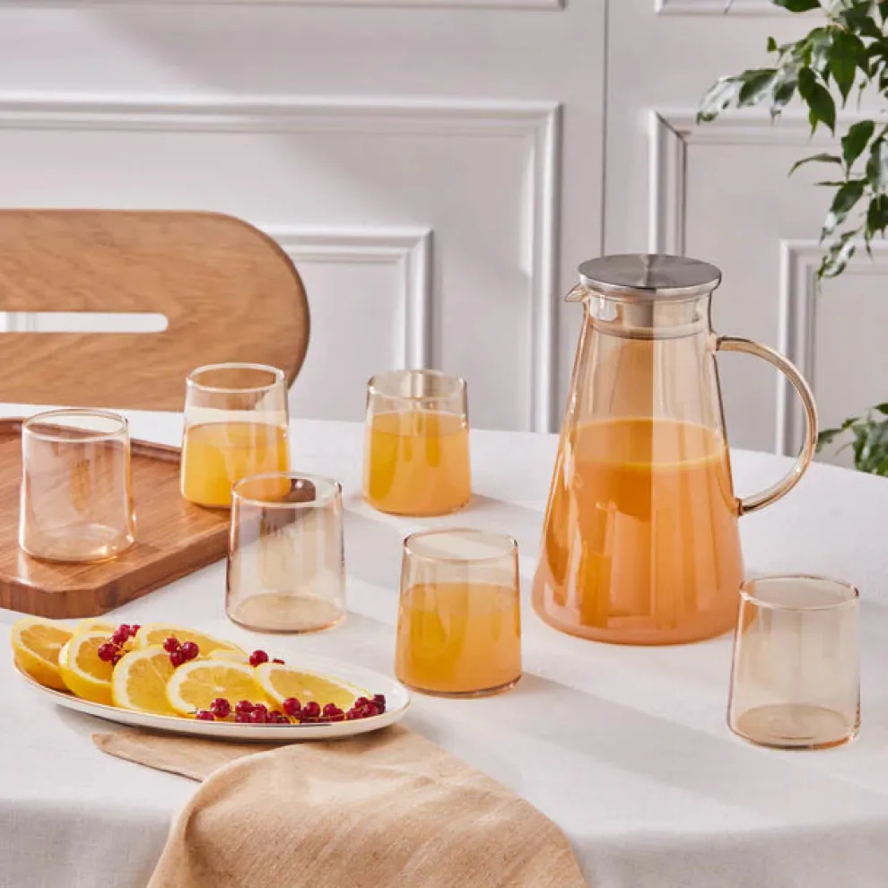Karaca Serene 7-Piece Tumbler Glass Set, Amber
